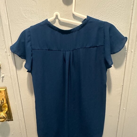 TEAL BLOUSE WITH PIN-TUCKS - Picture 4 of 4